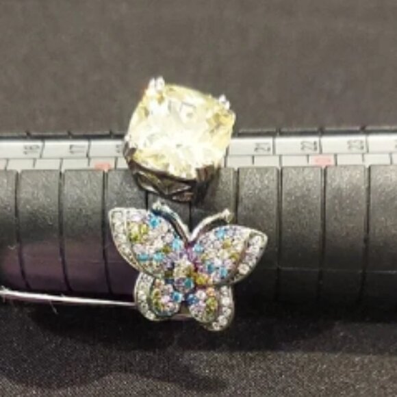 STERLING SILVER Butterfly Ring with Gemstone & Crystal's - Picture 3 of 8